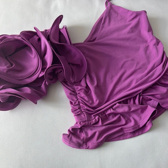 Express Magenta One-Shoulder Ruffle Top - Picture 3 of 3
